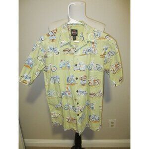 Harley-Davidson Mens Button-Up Shirt With Motorcycle Print Design Cotton Short M